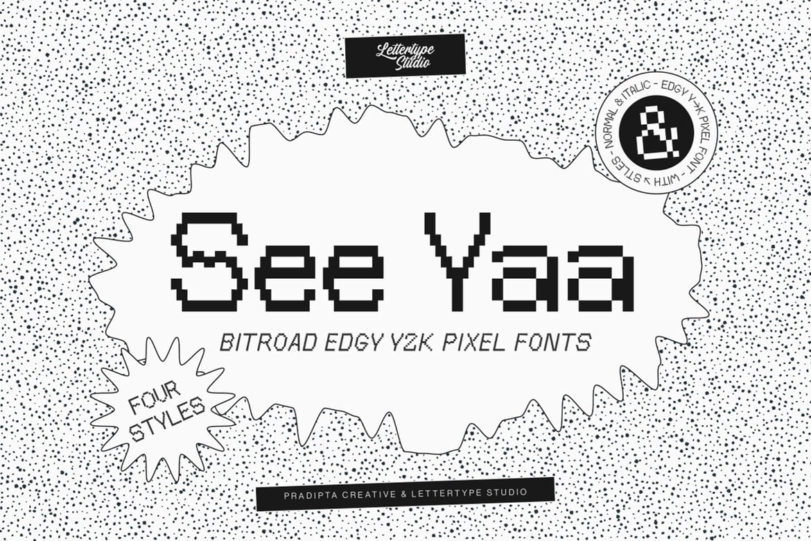 Bitroad Edgy Y2K Pixel Font Character Map