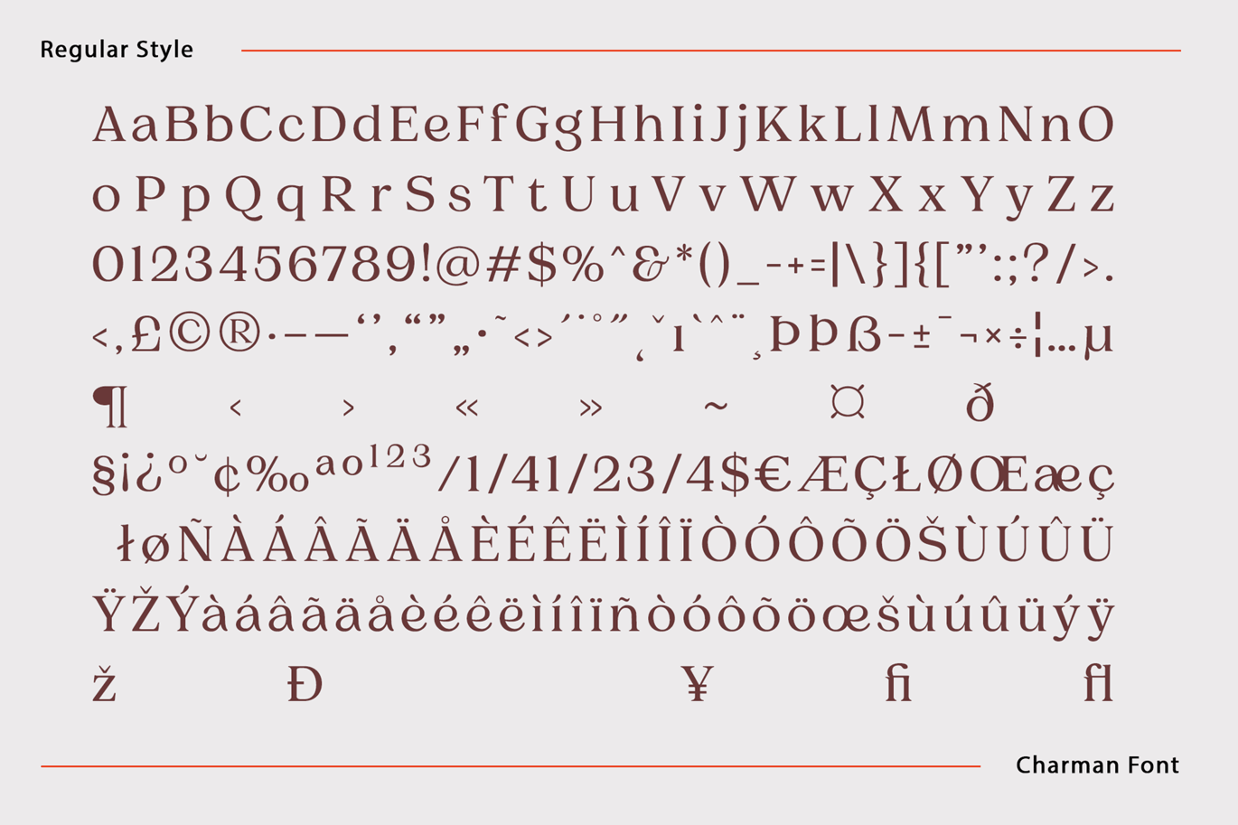 Charman Serif Font Character Map