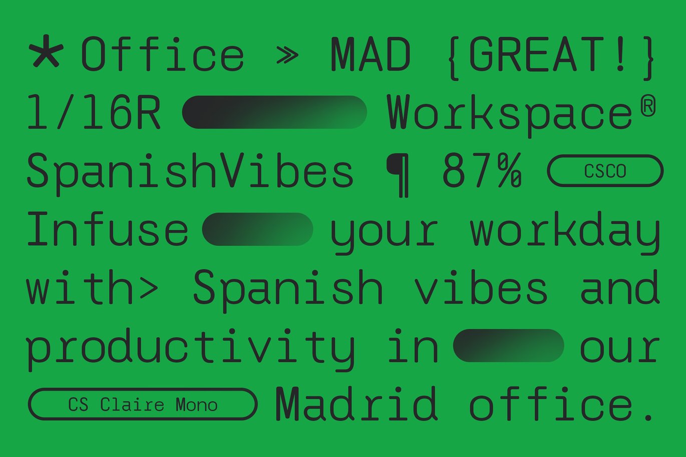 CS Claire Mono – Monospaced Typeface Font Character Map