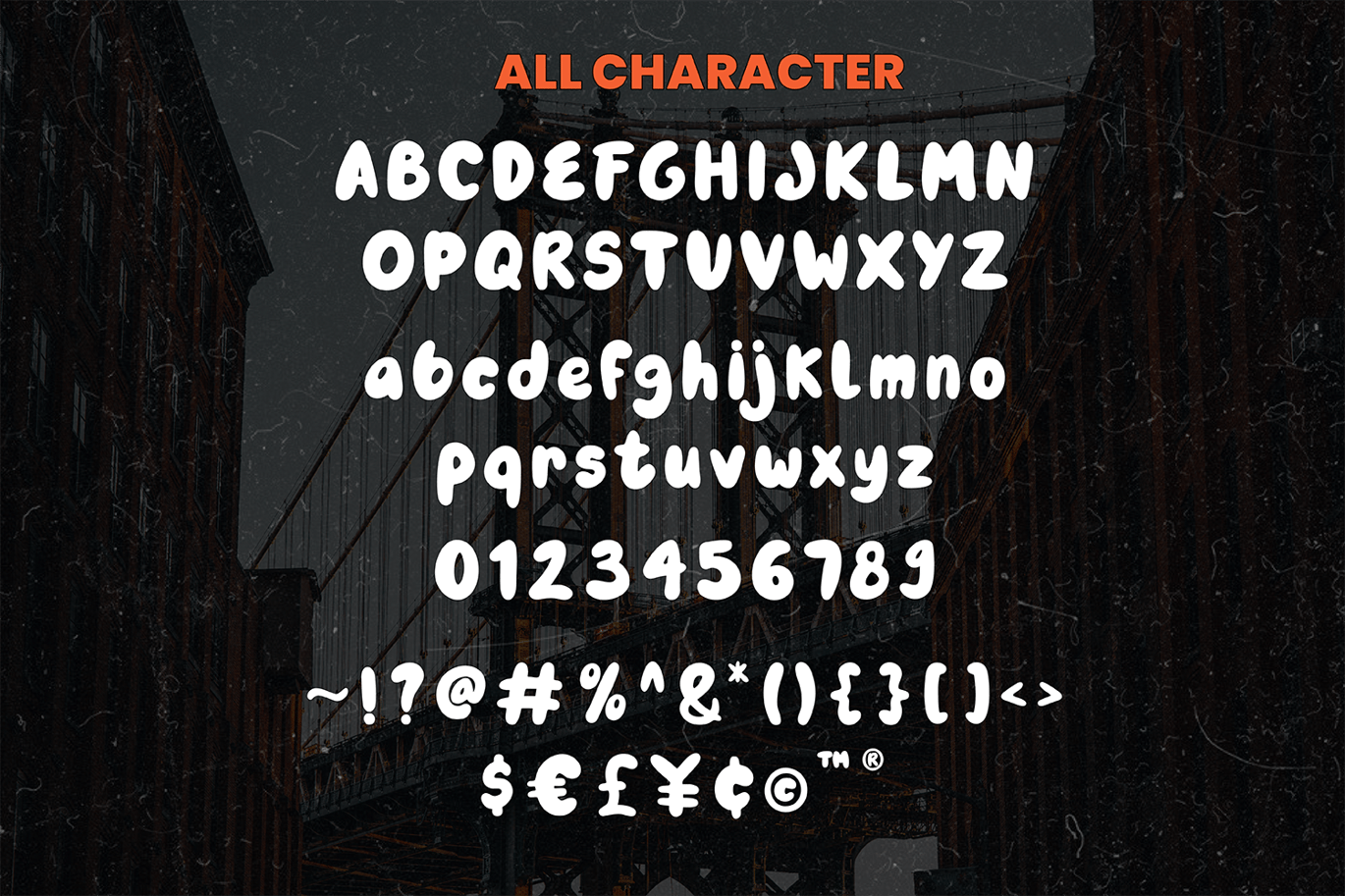 Dirty Weather Bubble Display Font Character Map