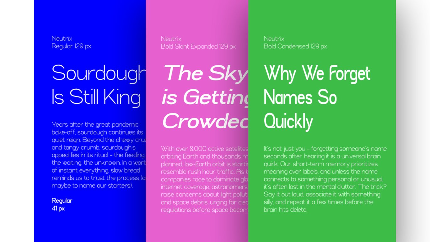 Neutrix Font Character Map