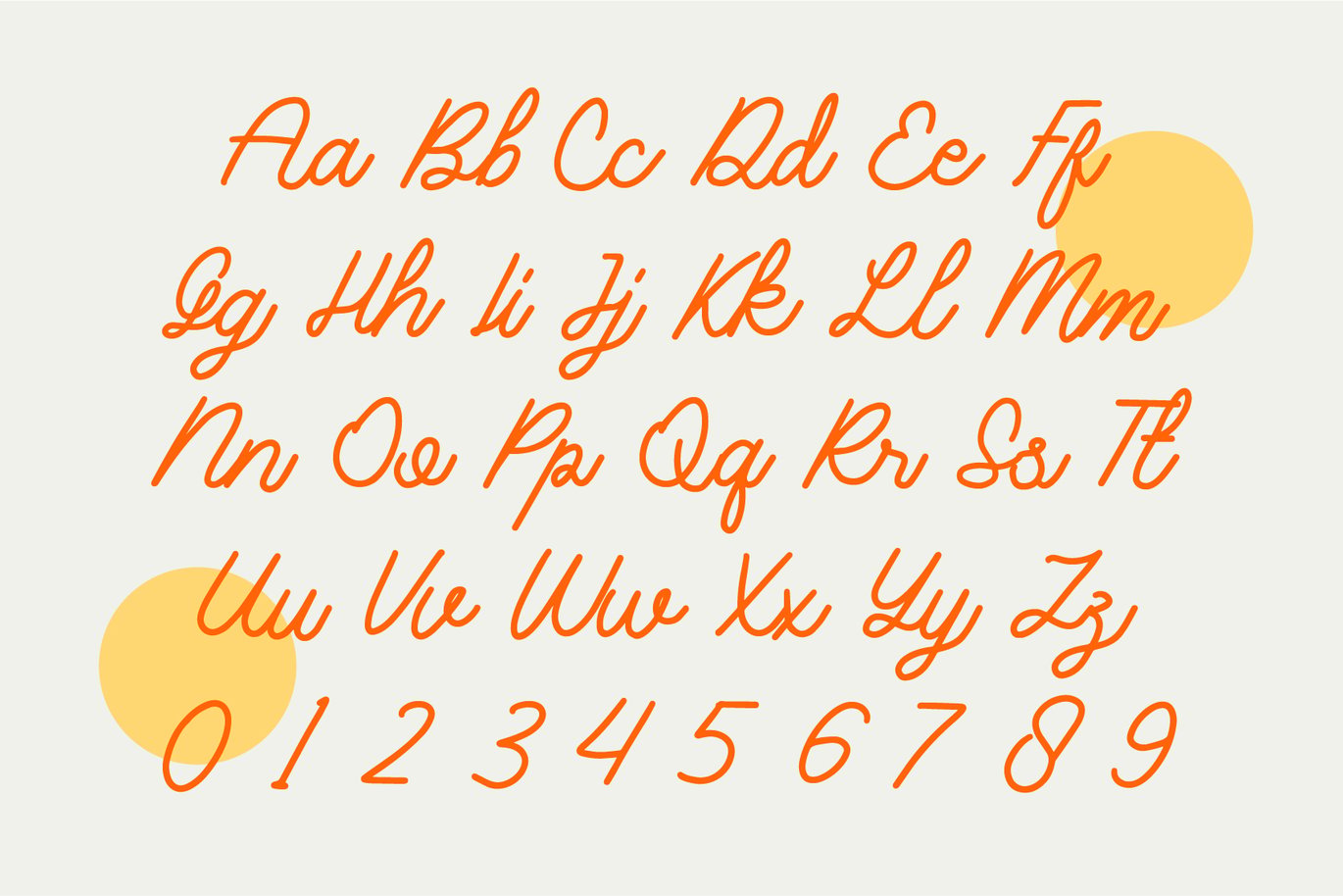 Riak Handwritten Monoline Font Character Map