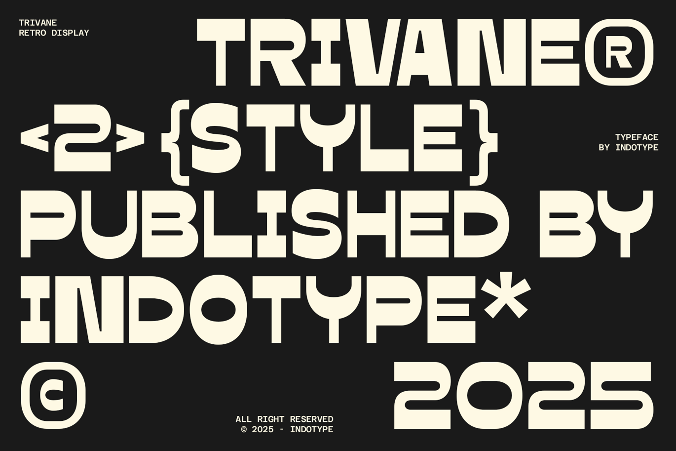 Trivane - Bold Retro Reverse Contrast Font Character Map