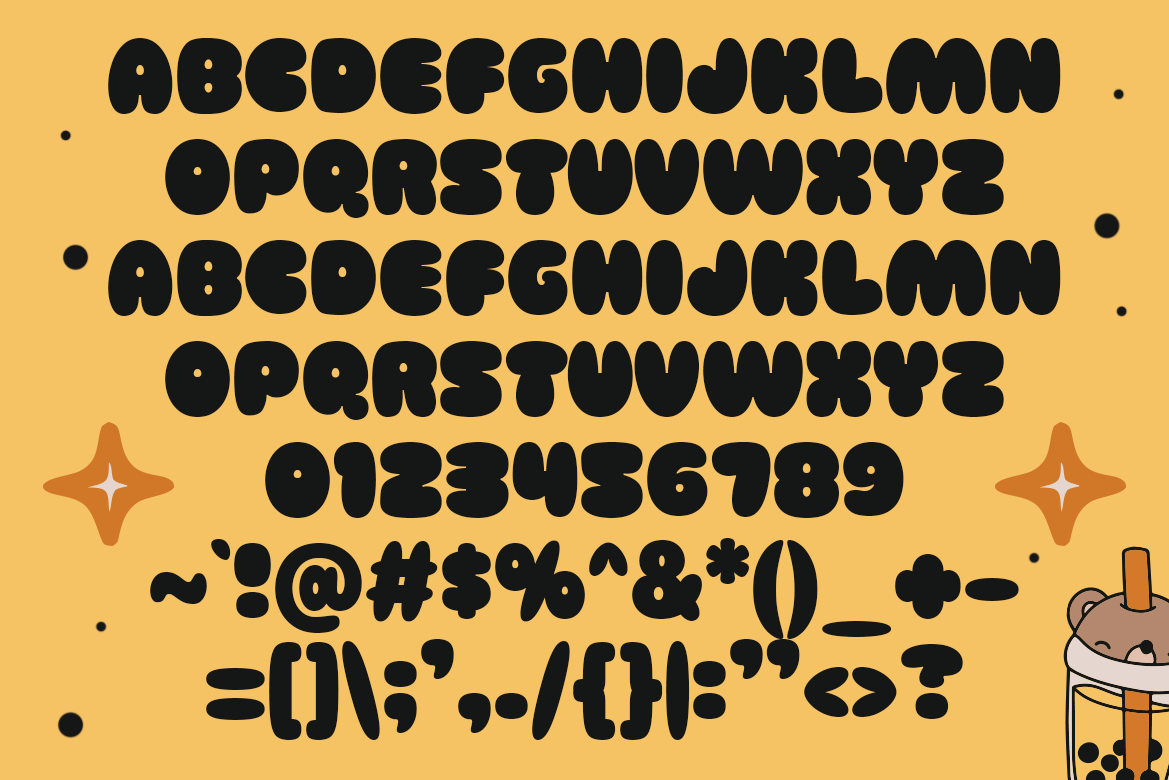 Wanbots - Bubble Fonts Font Character Map