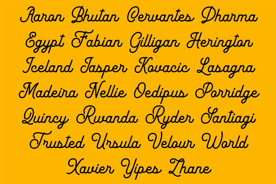 Yoriglo - Monoline Script Font Sample